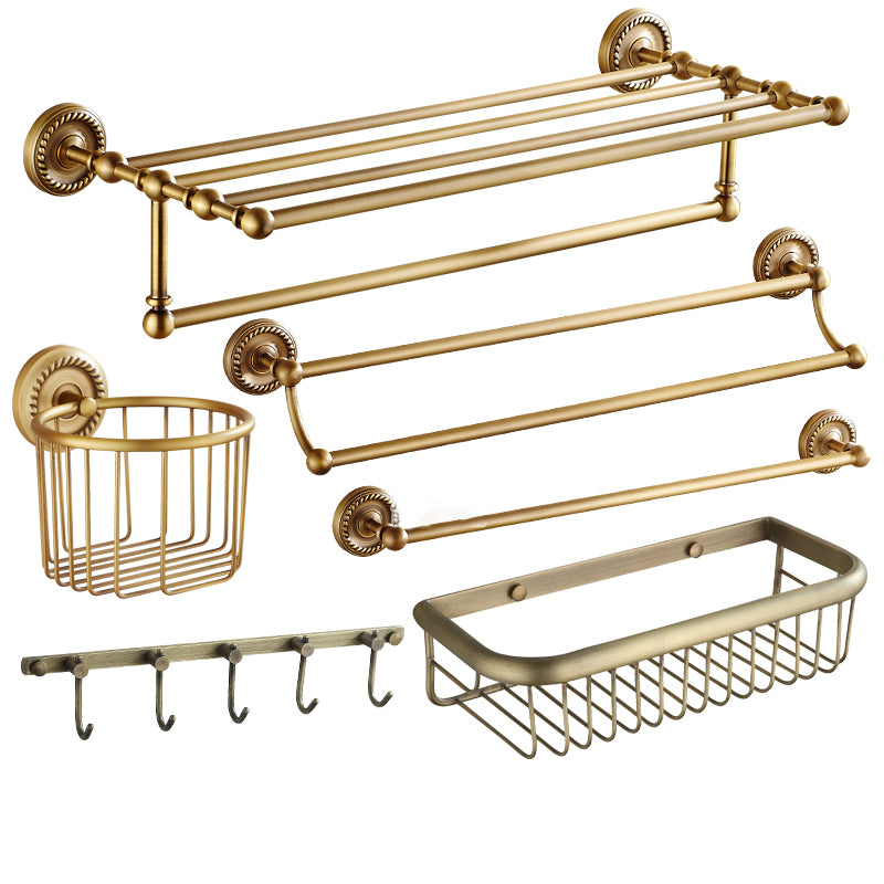 Traditional Bathroom Hardware Set Gold Metal Bathroom Accessory Kit