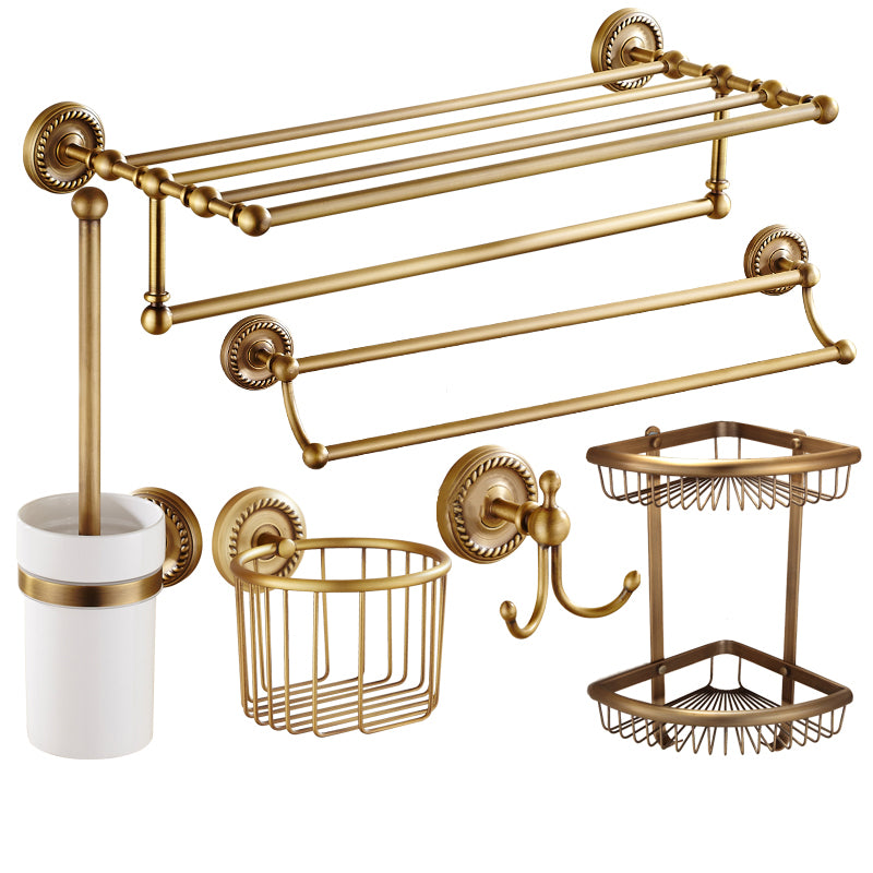 Traditional Bathroom Hardware Set Gold Metal Bathroom Accessory Kit