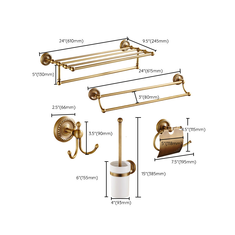 Traditional Bathroom Hardware Set Gold Metal Bathroom Accessory Kit