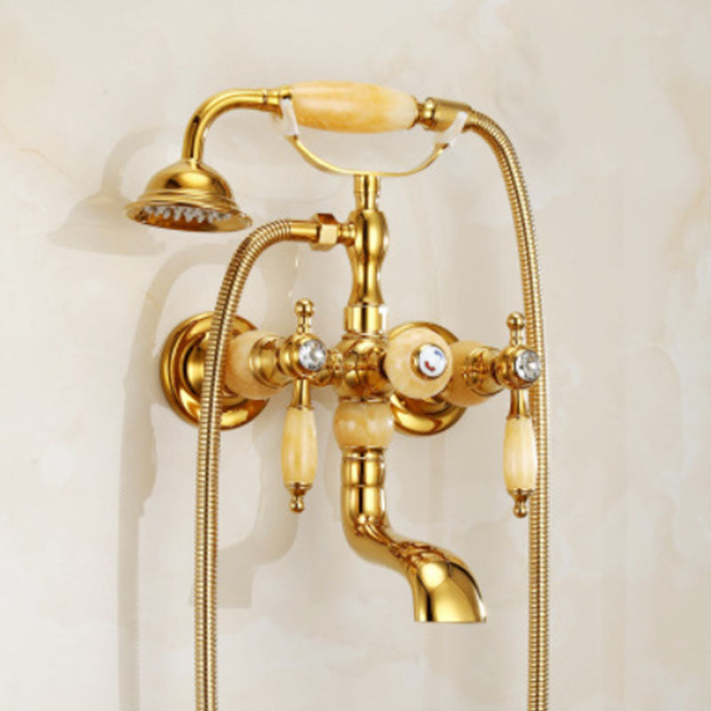 Traditional Style Tub Faucet Copper Wall-mounted Tub Faucet with Hand Shower