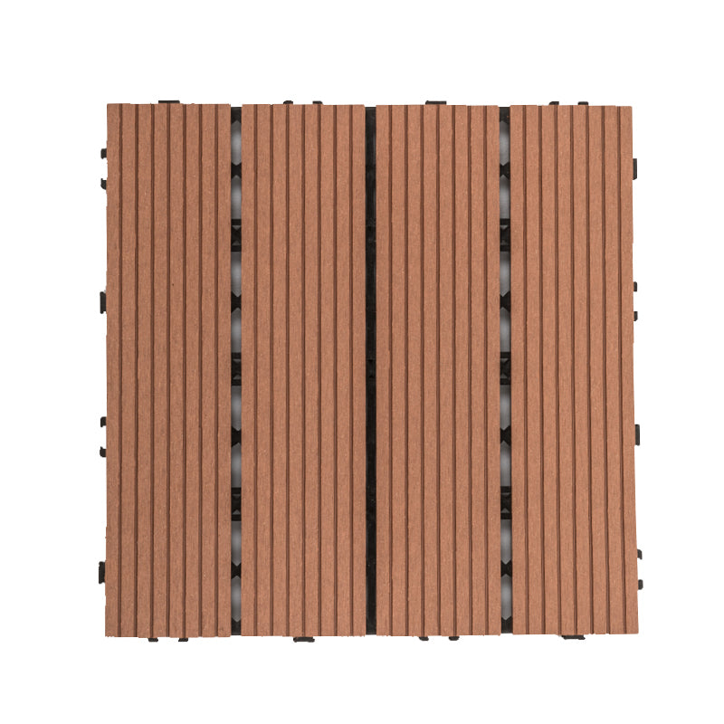 Tradition Rectangle Wood Tile Wire Brushed Brown Engineered Wood for Patio Garden