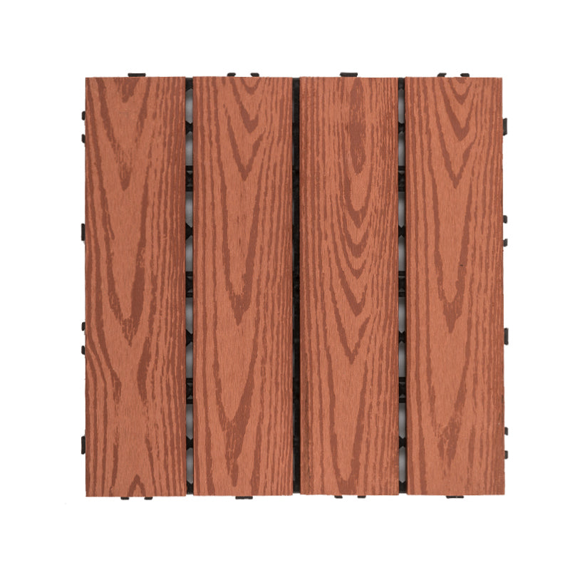 Tradition Rectangle Wood Tile Wire Brushed Brown Engineered Wood for Patio Garden