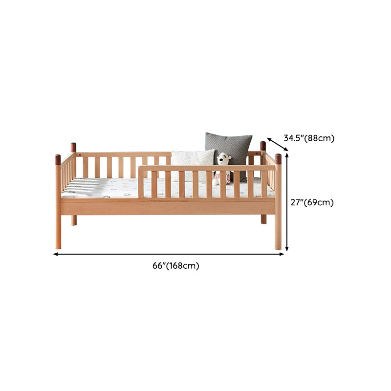 Minimalist Nursery Crib with Guardrail Washed Natural Wood with Mattress Nursery Bed