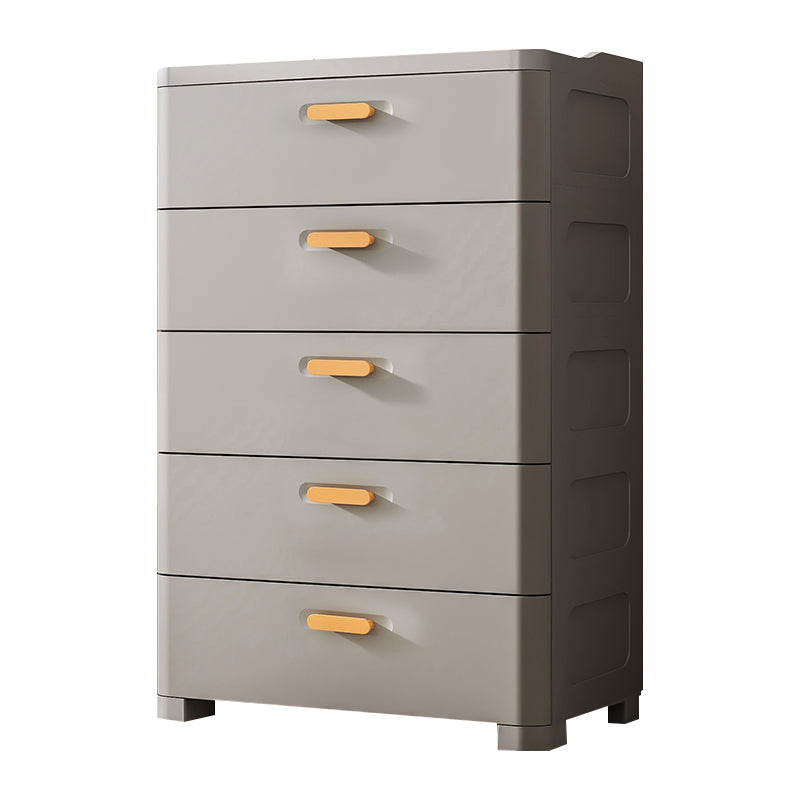 5 Drawers Vertical Kids Nightstand Modernism Plastic Nursery Dresser for Home