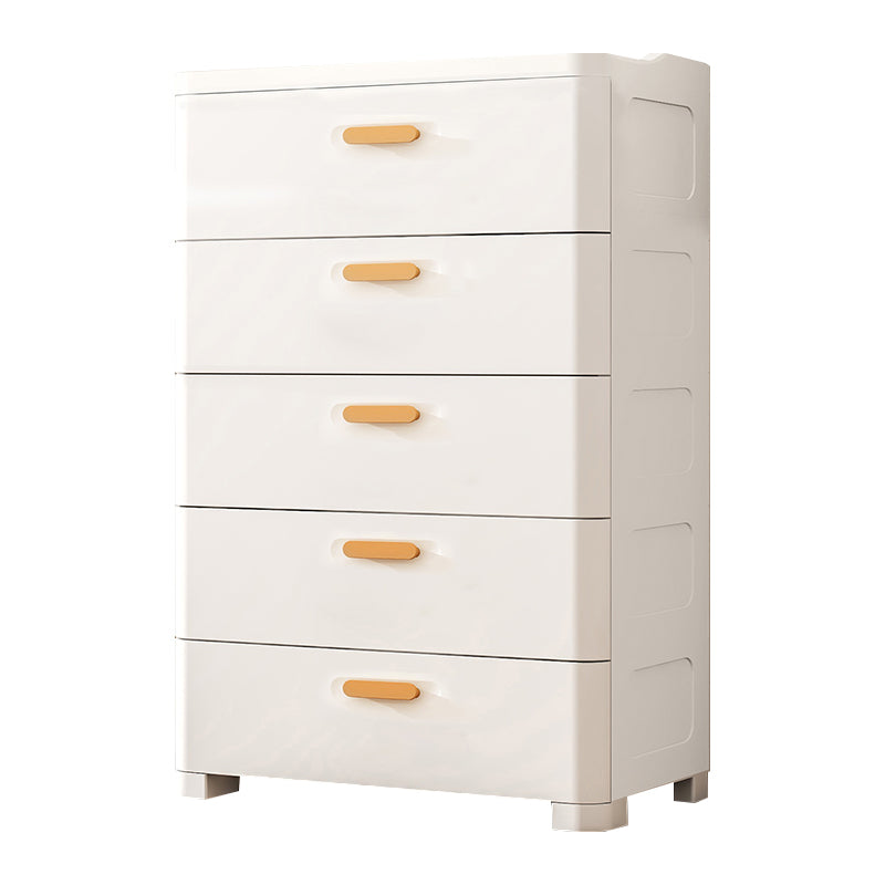 5 Drawers Vertical Kids Nightstand Modernism Plastic Nursery Dresser for Home