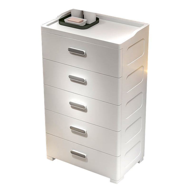 5 Drawers Vertical Kids Nightstand Modernism Plastic Nursery Dresser for Home