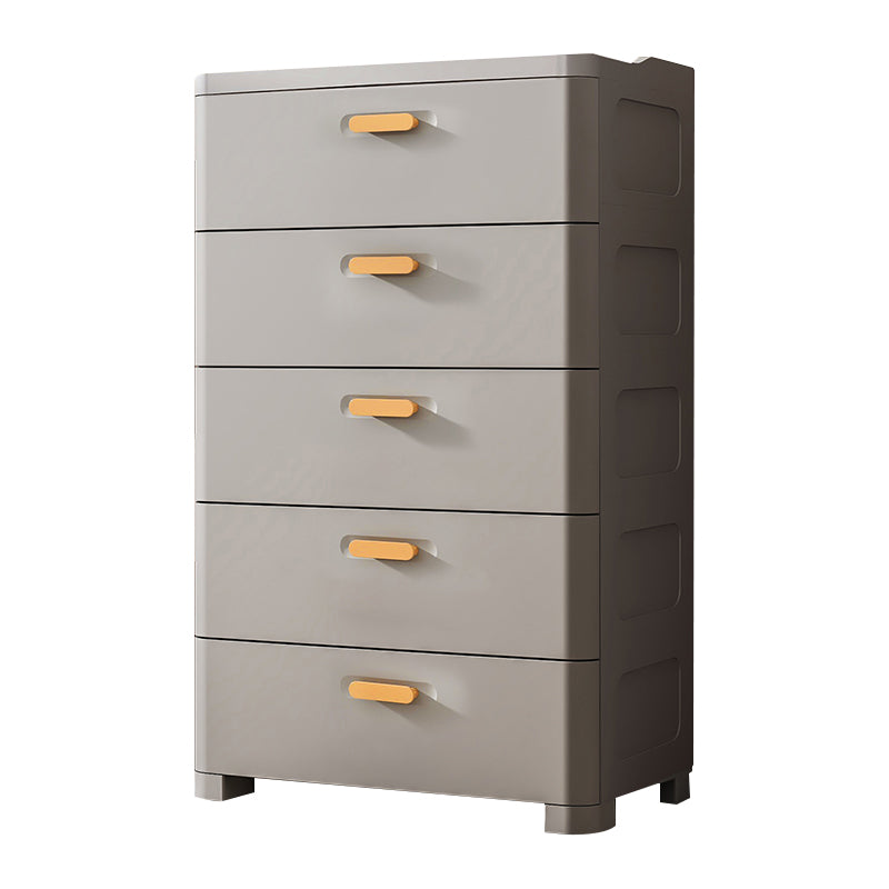 5 Drawers Vertical Kids Nightstand Modernism Plastic Nursery Dresser for Home