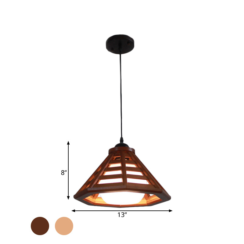 Plafond beige / brun rouge Plafond Pendant Light Country Wood 13 "/19,5" LAMPE SUSPENSION DE SUSPRENCE DE RETRUCTION LEIL