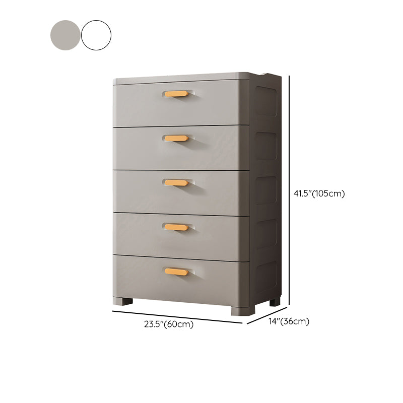 5 Drawers Vertical Kids Nightstand Modernism Plastic Nursery Dresser for Home