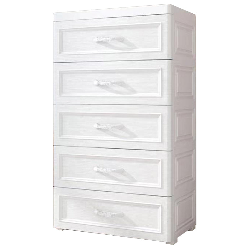 Contemporary Plastic Kids Nightstand 5/6 Drawers Vertical Nursery Dresser for Room Home