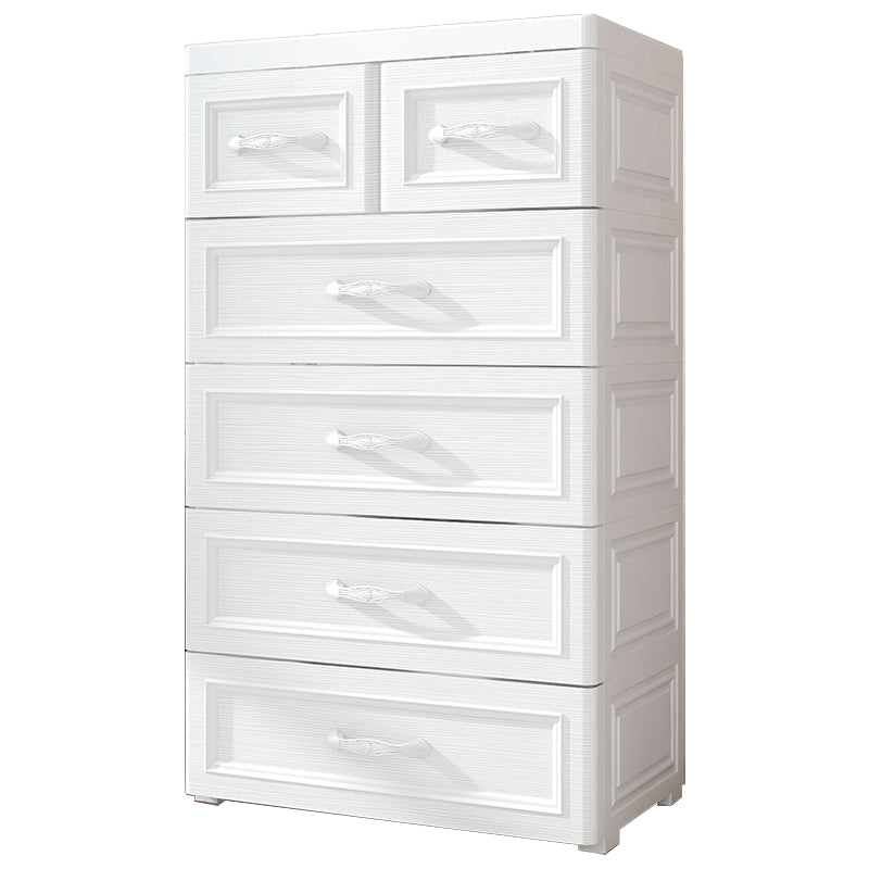 Contemporary Plastic Kids Nightstand 5/6 Drawers Vertical Nursery Dresser for Room Home