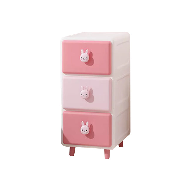 Northern European Vertical Kids Nightstand Pink/Brown Plastic Nursery Dresser for Home