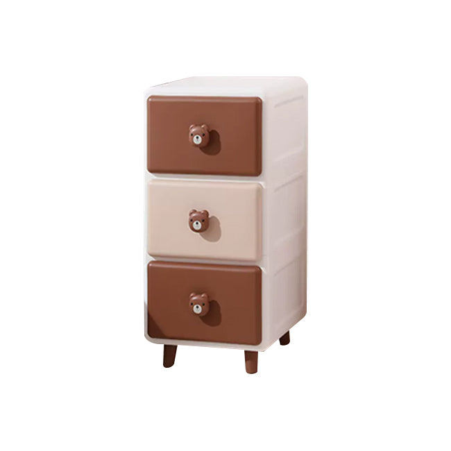 Northern European Vertical Kids Nightstand Pink/Brown Plastic Nursery Dresser for Home