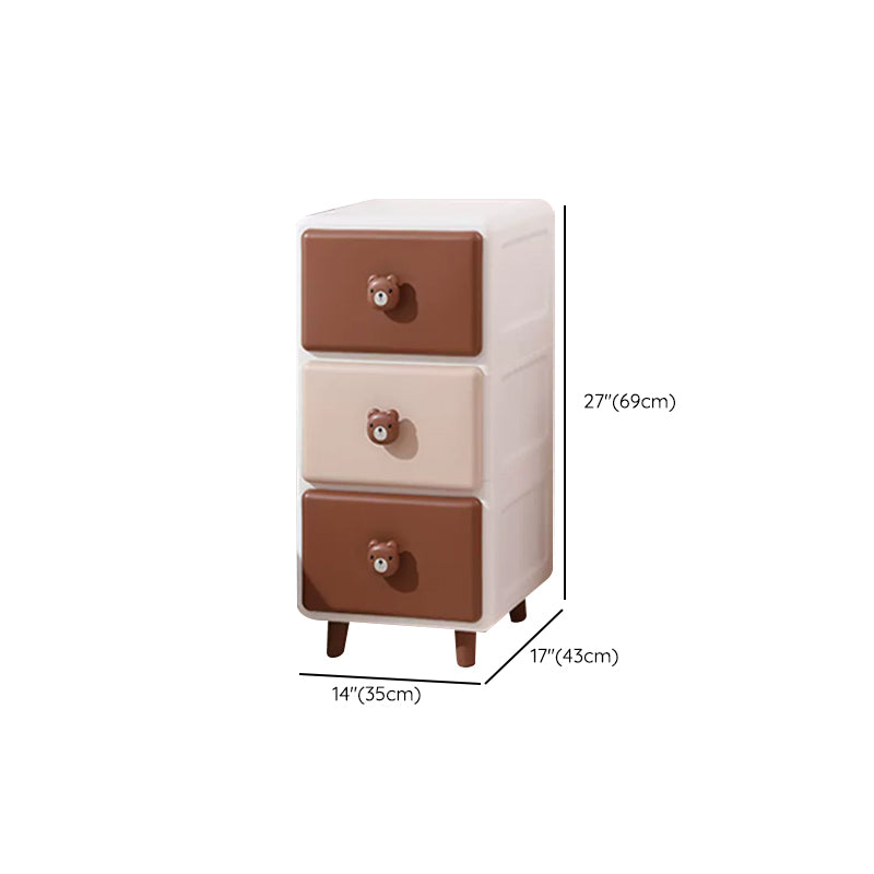 Northern European Vertical Kids Nightstand Pink/Brown Plastic Nursery Dresser for Home