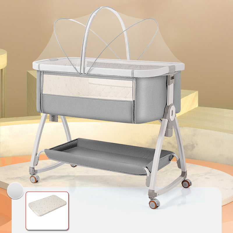 Metal Rectangle Folding Bedside Crib Gliding and Rocking Crib Cradle for Baby