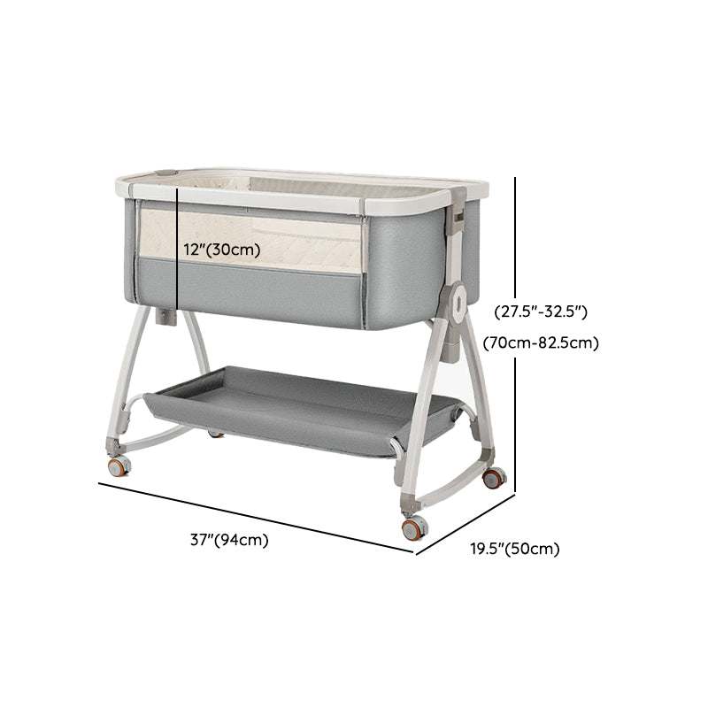 Metal Rectangle Folding Bedside Crib Gliding and Rocking Crib Cradle for Baby