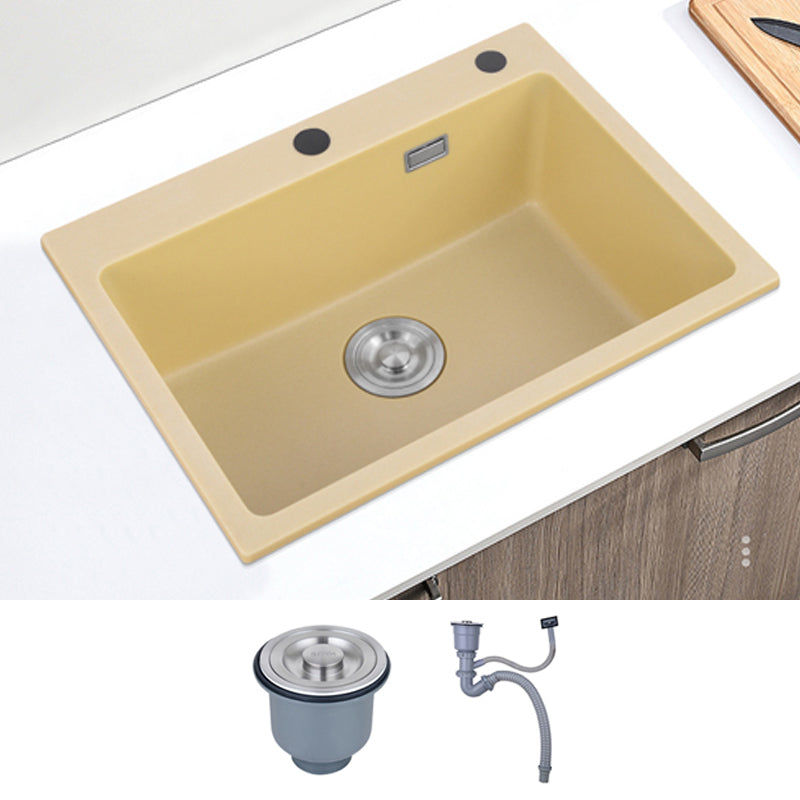 Quartz Kitchen Sink Yellow Single Bowl Kitchen Sink with Drain Assembly