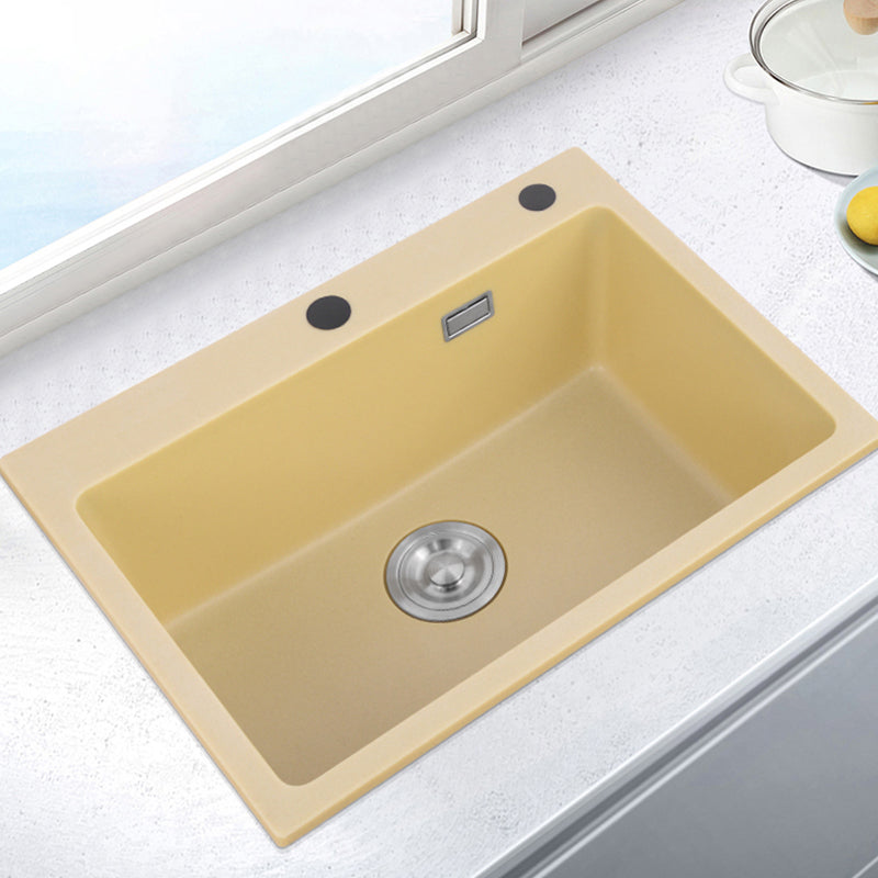 Quartz Kitchen Sink Yellow Single Bowl Kitchen Sink with Drain Assembly