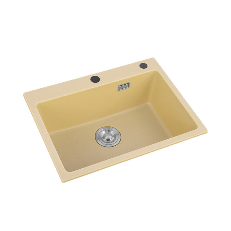 Quartz Kitchen Sink Yellow Single Bowl Kitchen Sink with Drain Assembly