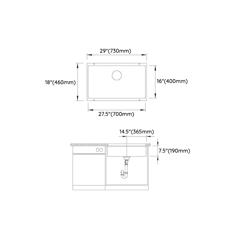 Single Basin Kitchen Sink Quartz Kitchen Sink with Drain Strainer Kit