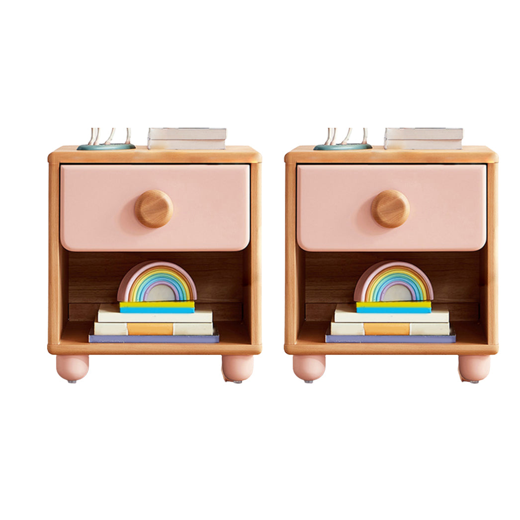 Modern Kids Bedside Table Solid Wood Kids Nightstand with Drawers