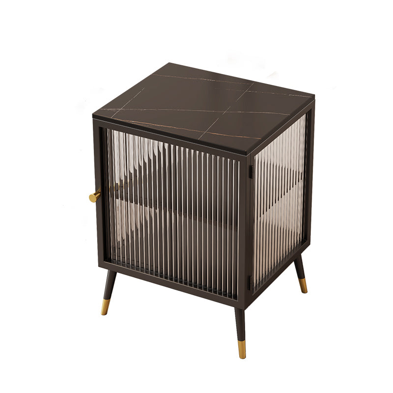 Contemporary Bedside Cabinet Metal Accent Table Nightstand with Door