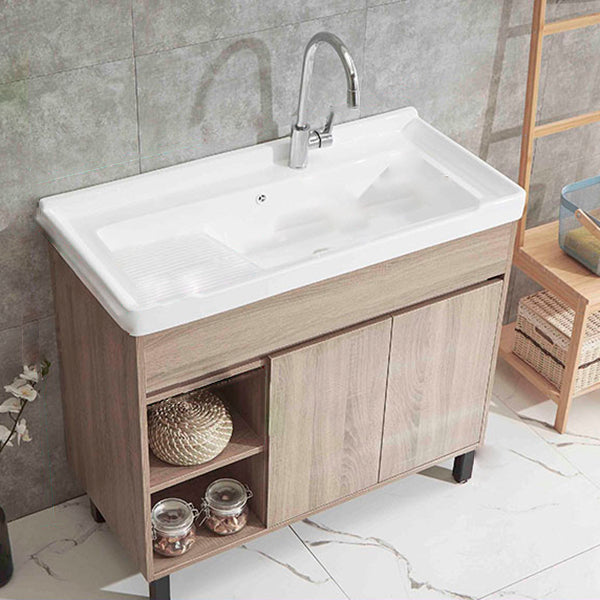 Modern Wood Bathroom Vanity Set Freestanding Single-Sink Bath Vanity