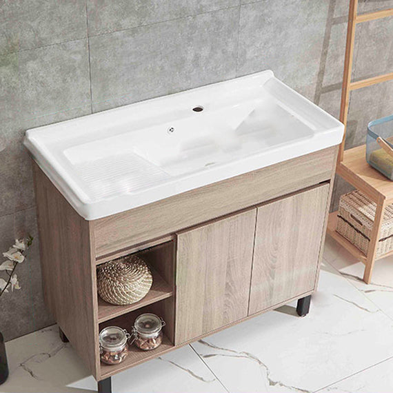 Modern Wood Bathroom Vanity Set Freestanding Single-Sink Bath Vanity