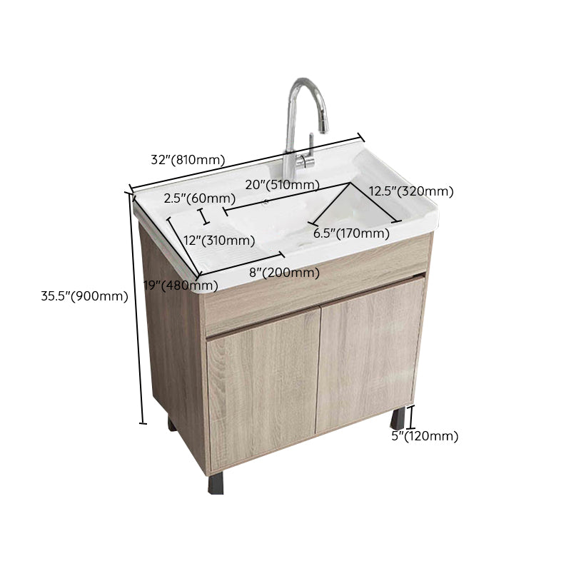 Modern Wood Bathroom Vanity Set Freestanding Single-Sink Bath Vanity