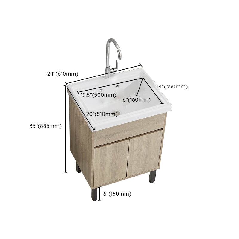 Modern Wood Bathroom Vanity Set Freestanding Single-Sink Bath Vanity