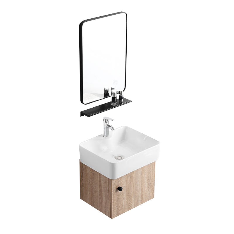 Rectangular Single Sink Vanity Mid-Century Modern Wall Mount Vanity Set