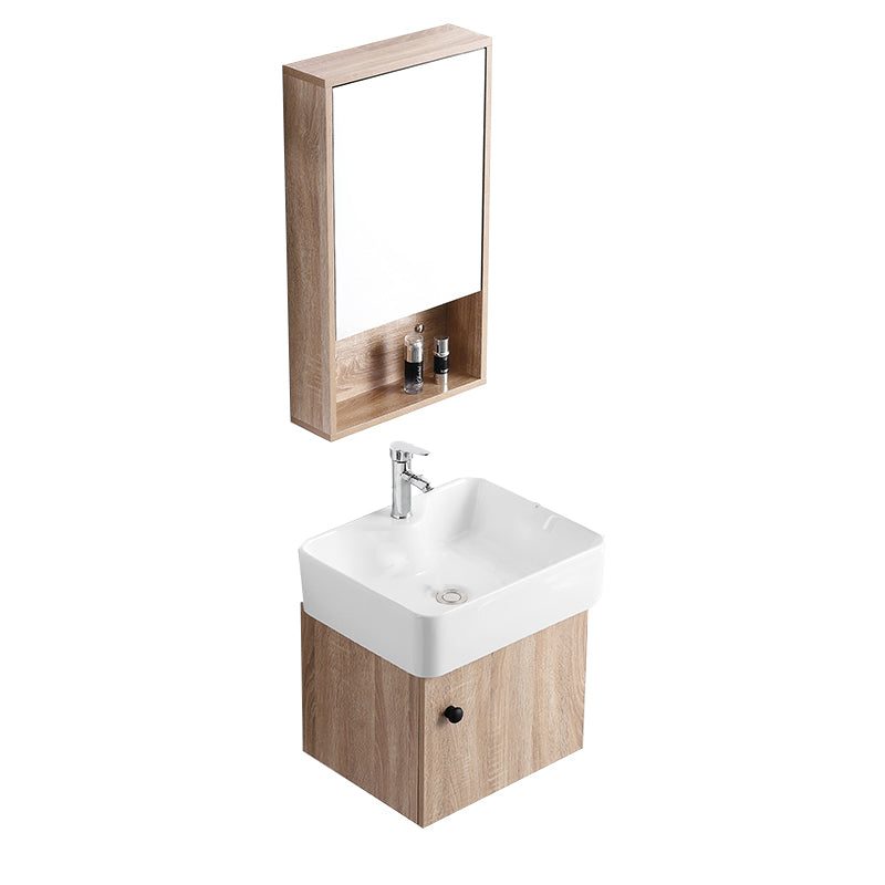 Rectangular Single Sink Vanity Mid-Century Modern Wall Mount Vanity Set