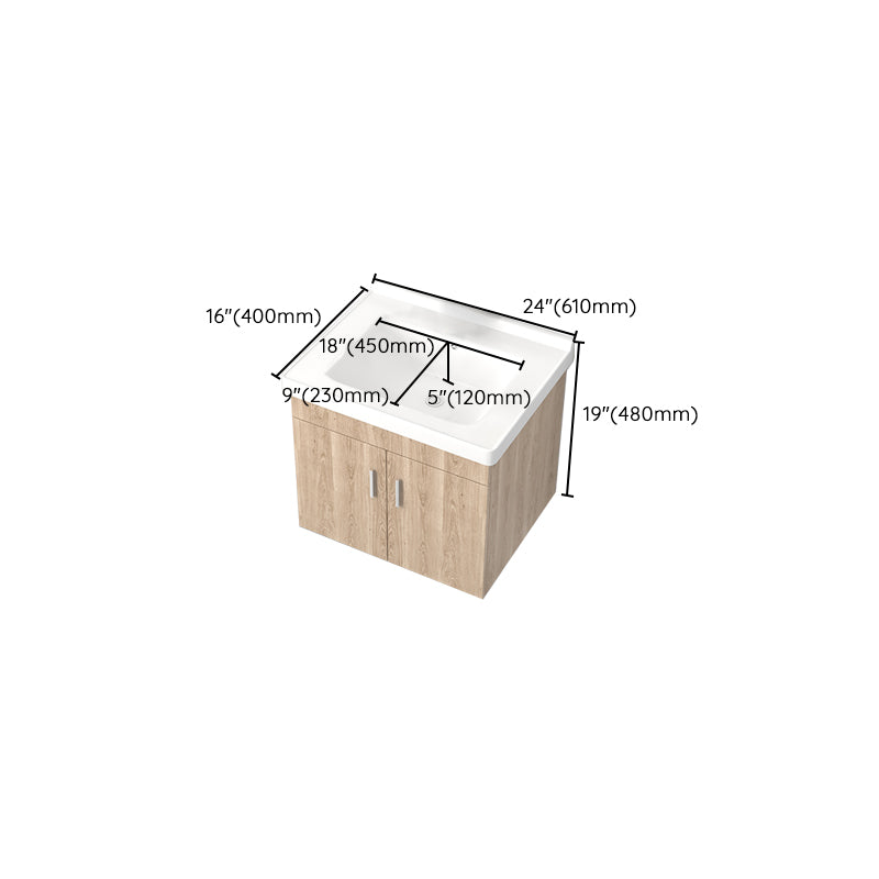 Rectangular Single Sink Vanity Mid-Century Modern Wall Mount Vanity Set