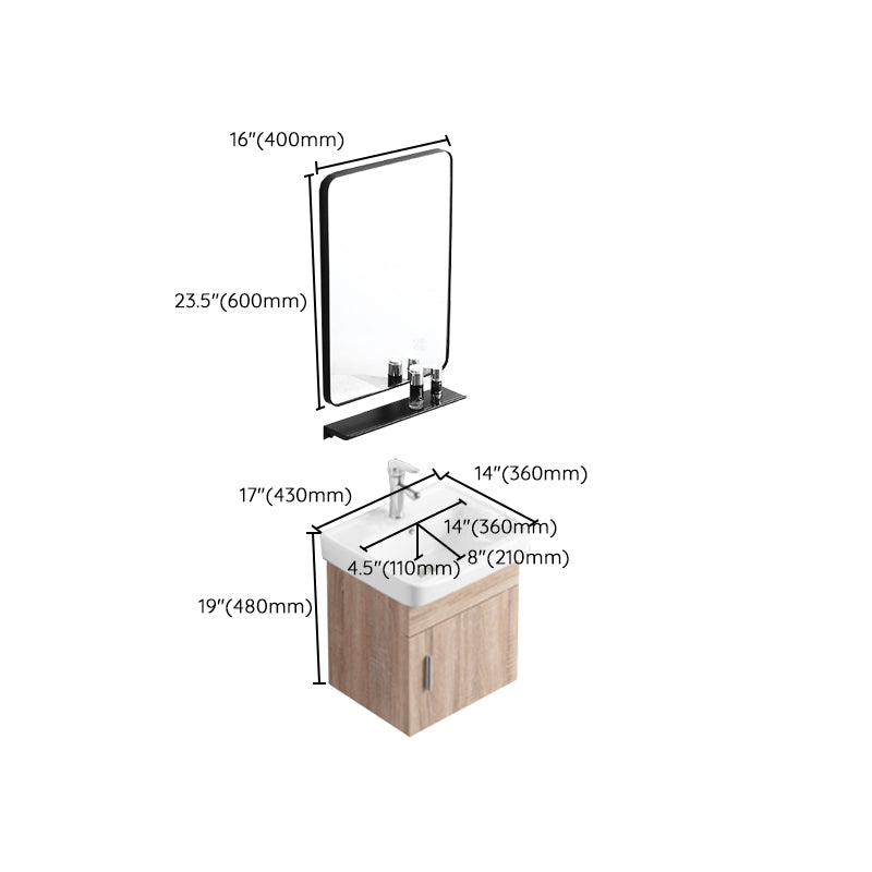 Rectangular Single Sink Vanity Mid-Century Modern Wall Mount Vanity Set