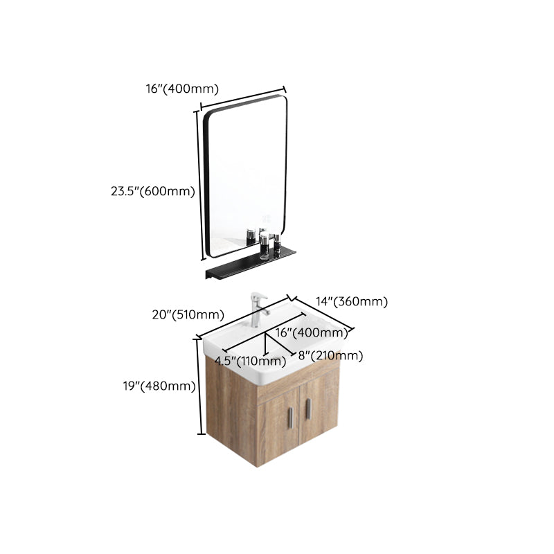 Rectangular Single Sink Vanity Mid-Century Modern Wall Mount Vanity Set