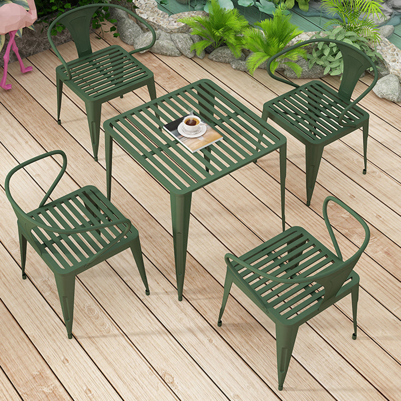 Modern Style Bistro Table Set 1/2/5/7 Pcs Metal Bistro Table and Stacking Chairs