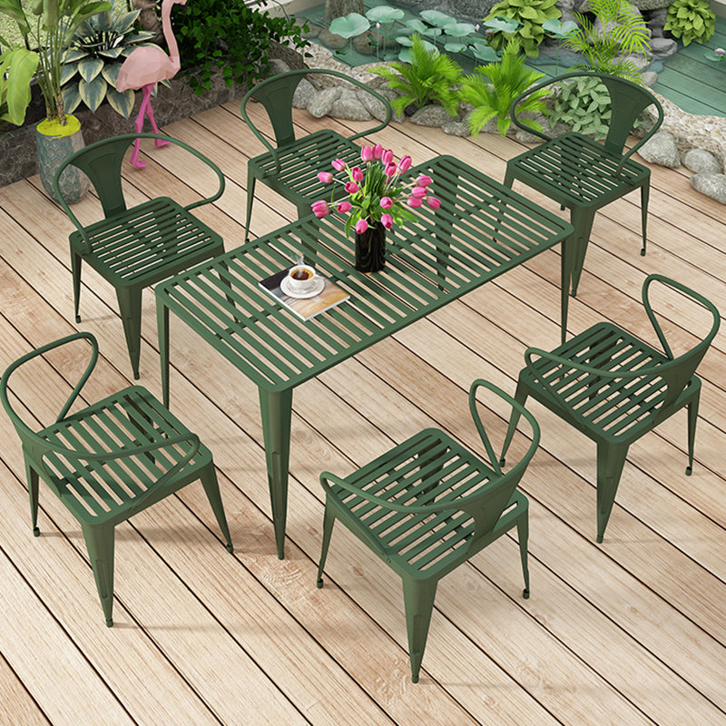 Modern Style Bistro Table Set 1/2/5/7 Pcs Metal Bistro Table and Stacking Chairs