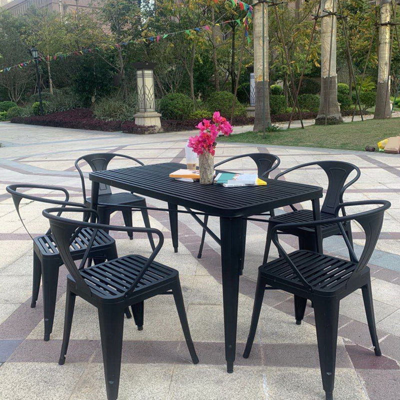 Modern Style Bistro Table Set 1/2/5/7 Pcs Metal Bistro Table and Stacking Chairs