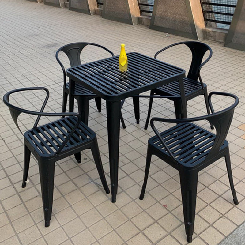 Modern Style Bistro Table Set 1/2/5/7 Pcs Metal Bistro Table and Stacking Chairs