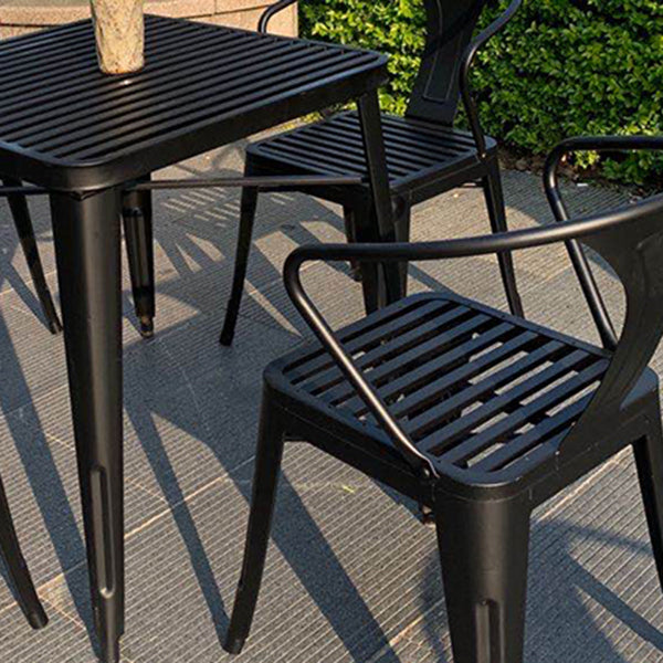 Modern Style Bistro Table Set 1/2/5/7 Pcs Metal Bistro Table and Stacking Chairs