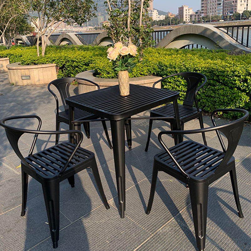 Modern Style Bistro Table Set 1/2/5/7 Pcs Metal Bistro Table and Stacking Chairs