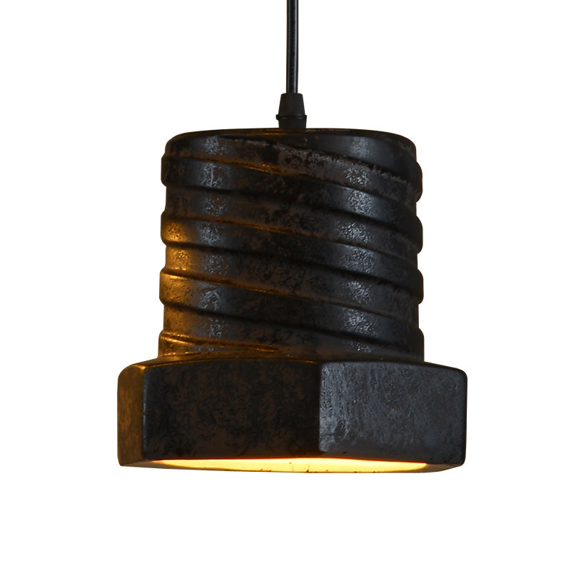 Factory Cylinder/Dome Pendant Lamp 1-Light Ceramic Hanging Light Kit in Black for Dining Room