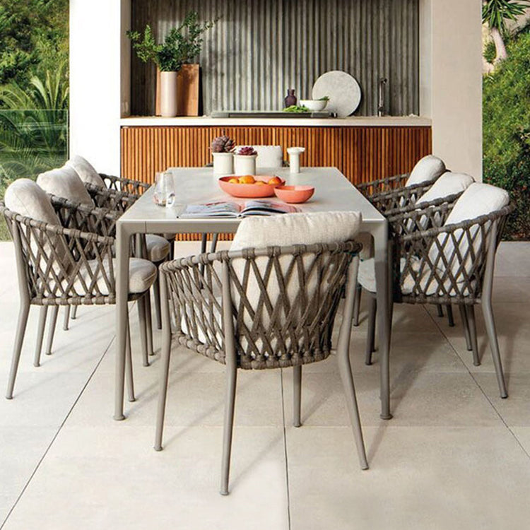 Modern Aluminium Courtyard Table Waterproof Geometric Outdoor Table