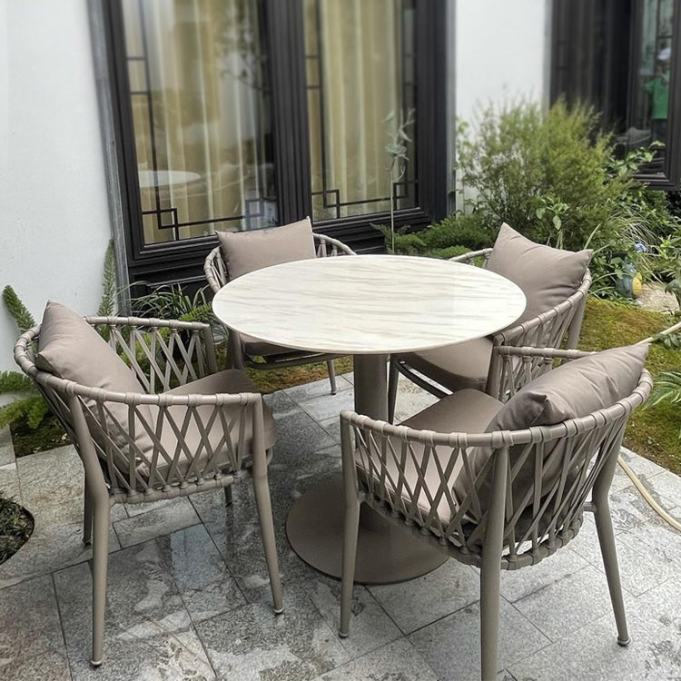 Modern Aluminium Courtyard Table Waterproof Geometric Outdoor Table