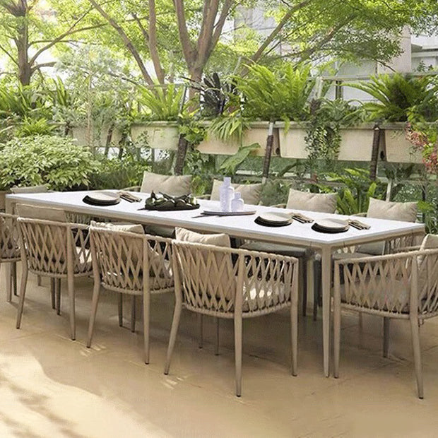 Modern Aluminium Courtyard Table Waterproof Geometric Outdoor Table