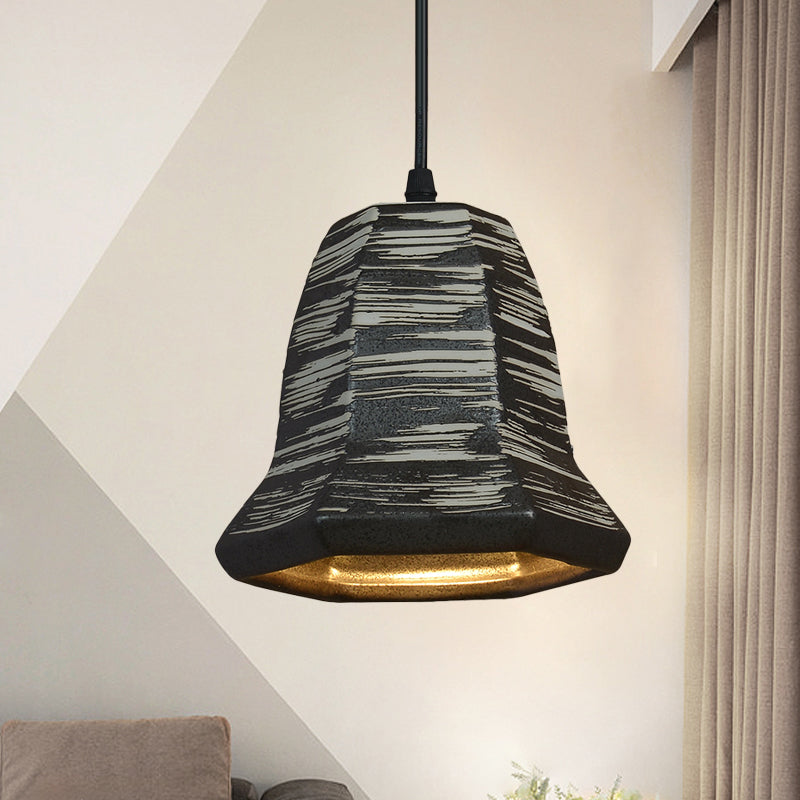 Cylindre à 1 tête / urne Pendentif Pendentif Industrial Style Black Ceramic Suspension Light for Restaurant