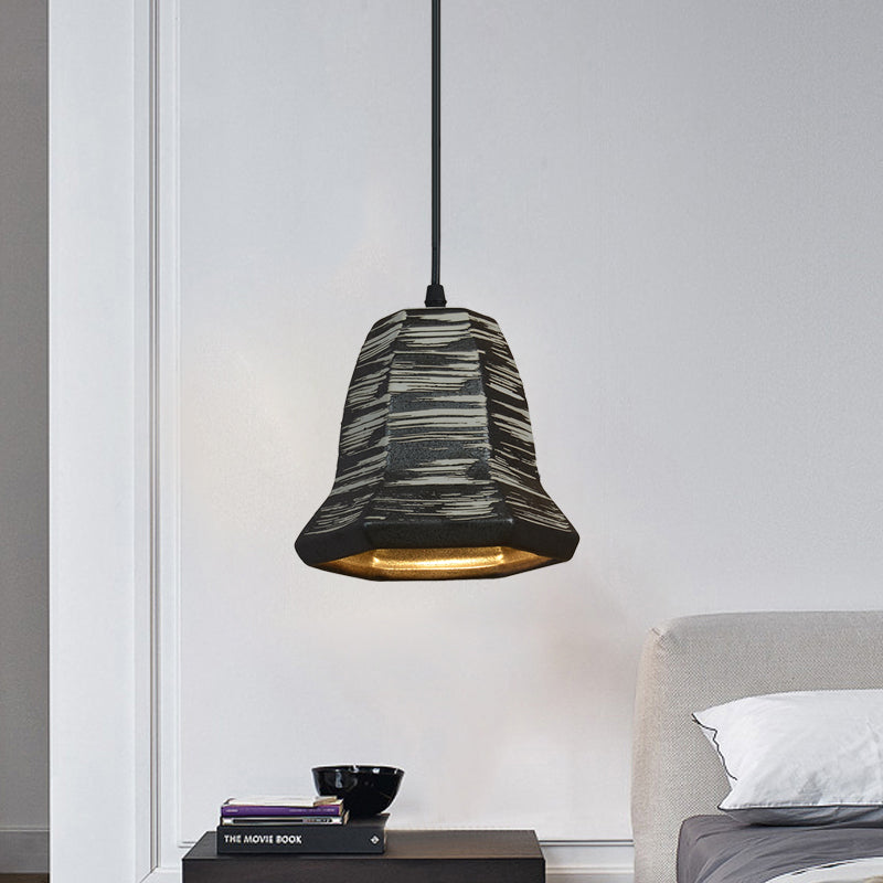 Cylindre à 1 tête / urne Pendentif Pendentif Industrial Style Black Ceramic Suspension Light for Restaurant