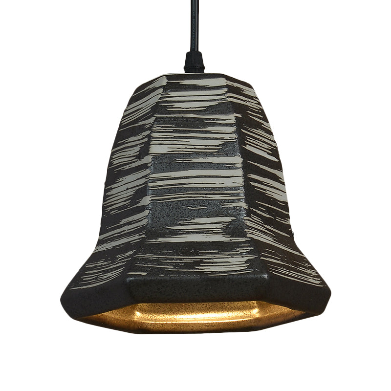 Cylindre à 1 tête / urne Pendentif Pendentif Industrial Style Black Ceramic Suspension Light for Restaurant