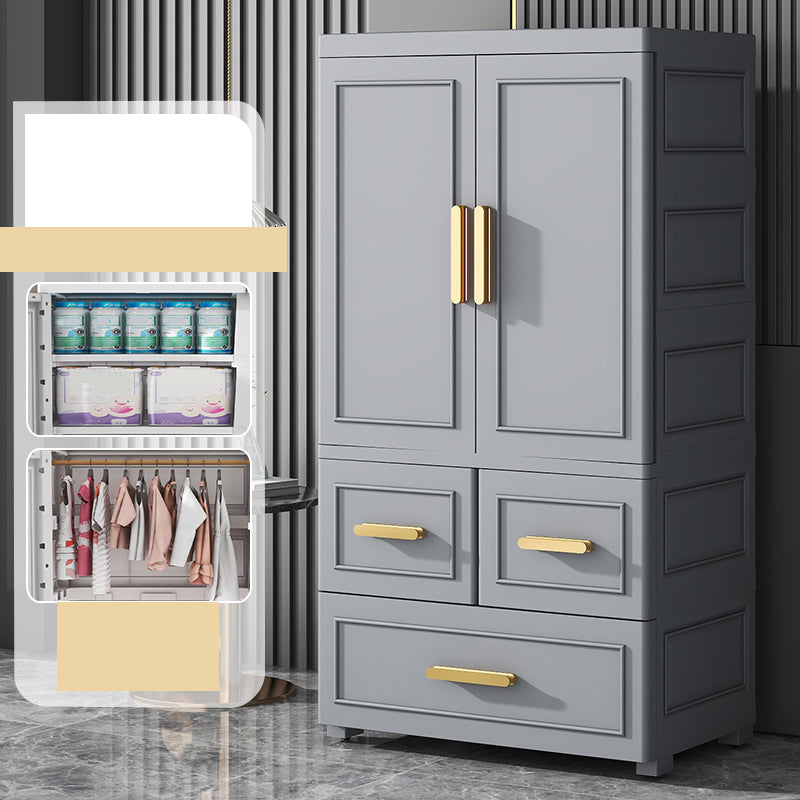 Contemporary Kids Closet Glossy Coat Locker With Door and Shelved