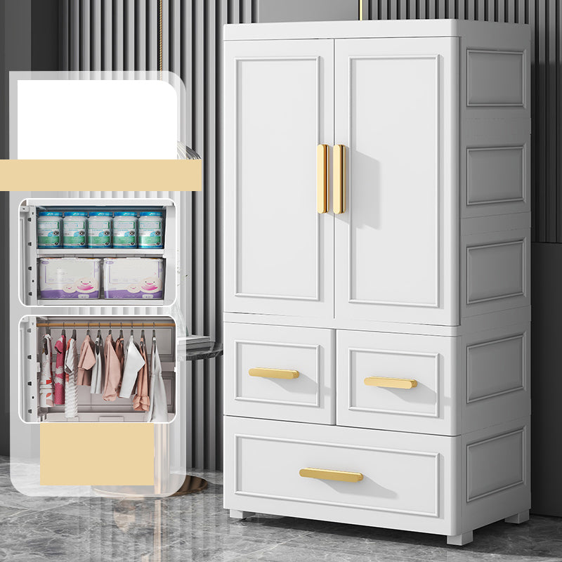 Contemporary Kids Closet Glossy Coat Locker With Door and Shelved